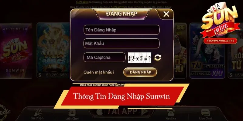 điền thông tin đăng nhập sunwin