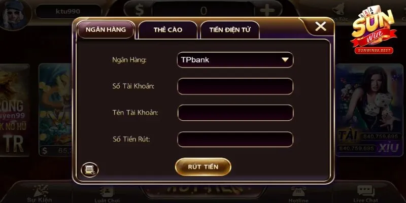 rút tiền sunwin ngân hàng